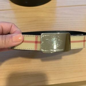 Burberry Check Belt with Silver Buckle